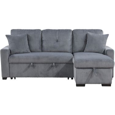 Rhett 3-Piece Reversible Sectional with Pull-out Bed and Hidden Storage In Gray