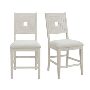 Rhiannon Counter Side Chair Set of 2 In Antique White and White