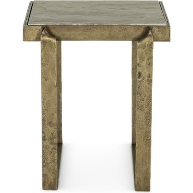 Rhodes 20 Inch Side Table In Marble and Antique Brass