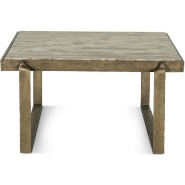 Rhodes 32 Inch Coffee Table In Marble and Antique Brass