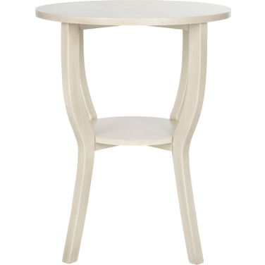 Rhodes Antique White Round Pedestal Accent Table