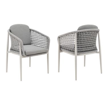 Rhodes Outdoor Patio Dining Chair Set of 2 In Light Gray