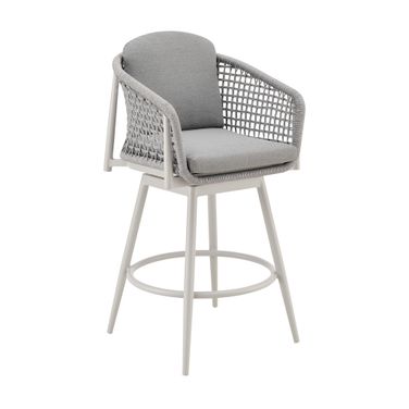 Rhodes Outdoor Patio Swivel Counter Stool In Light Gray