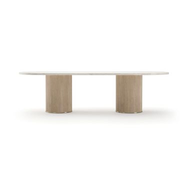 Rhythm Oval Stone Top Dining Table In Cream