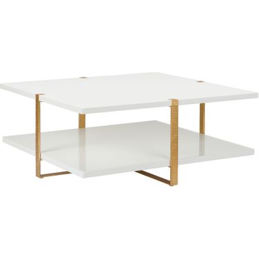 Ribbed Cocktail Table In White and Cream