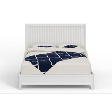 Ribbed Texture Solid Wood California King Bed Frame In White