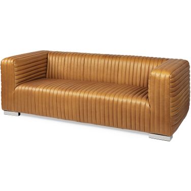 Ricciardo Leather Three Seater Sofa In Cognac