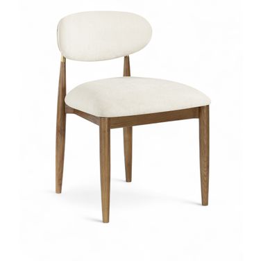Riccio Performance Fabric Upholstered Dining Side Chair Set of 2 In Beige and Stained Walnut