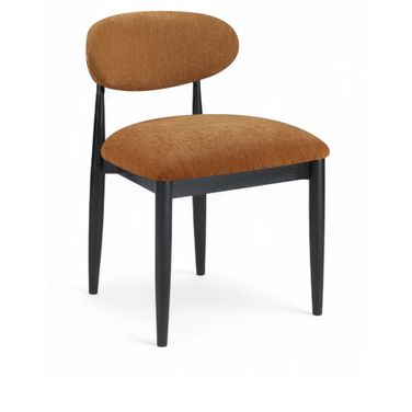 Riccio Performance Fabric Upholstered Dining Side Chair Set of 2 In Cognac and Black