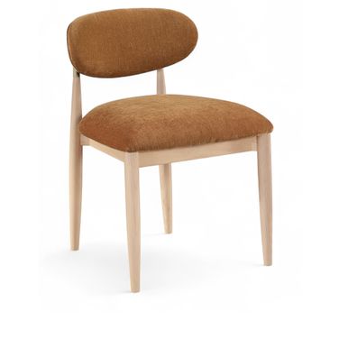 Riccio Performance Fabric Upholstered Dining Side Chair Set of 2 In Cognac and Stained Natural