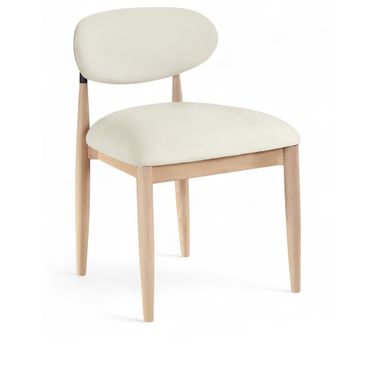 Riccio Performance Fabric Upholstered Dining Side Chair Set of 2 In Cream and Stained Natural