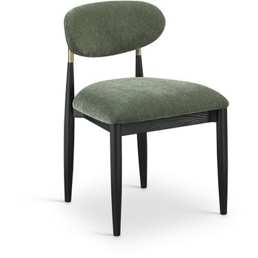 Riccio Performance Fabric Upholstered Dining Side Chair Set of 2 In Olive and Stained Black