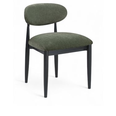 Riccio Performance Fabric Upholstered Dining Side Chair Set of 2 In Olive and Stained Black