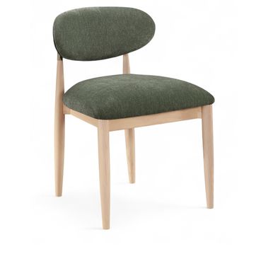Riccio Performance Fabric Upholstered Dining Side Chair Set of 2 In Olive and Stained Natural