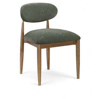 Riccio Performance Fabric Upholstered Dining Side Chair Set of 2 In Olive and Stained Walnut