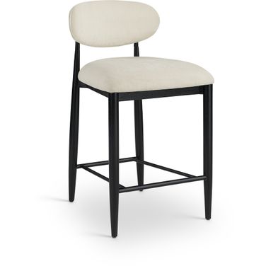Riccio Performance Fabric Upholstered Stool In Beige and Black