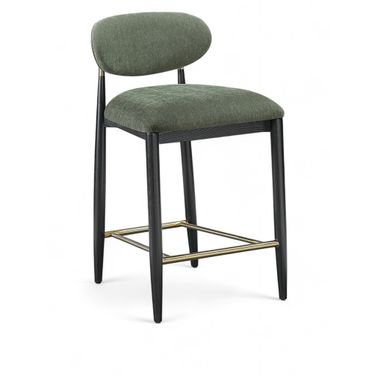 Riccio Performance Fabric Upholstered Stool In Olive and Stained Black