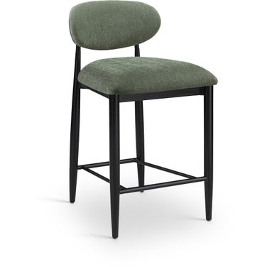 Riccio Performance Fabric Upholstered Stool In Olive and Stained Black
