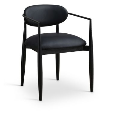 Riccio Vegan Leather Upholstered Dining Arm Chair Set of 2 In Black