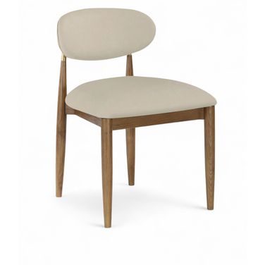 Riccio Vegan Leather Upholstered Dining Side Chair Set of 2 In Beige and Brushed Brass