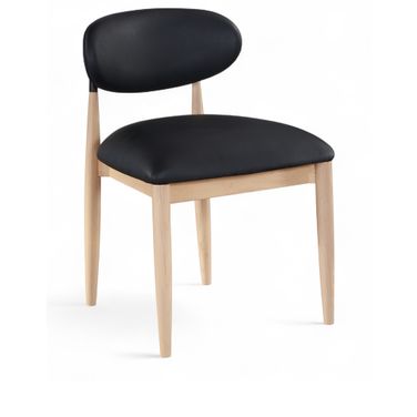 Riccio Vegan Leather Upholstered Dining Side Chair Set of 2 In Black and Stained Natural