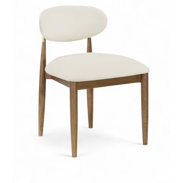 Riccio Vegan Leather Upholstered Dining Side Chair Set of 2 In Cream and Stained Black