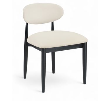 Riccio Vegan Leather Upholstered Dining Side Chair Set of 2 In Cream and Stained Black