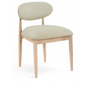 Riccio Vegan Leather Upholstered Dining Side Chair Set of 2 In Taupe and Stained Natural