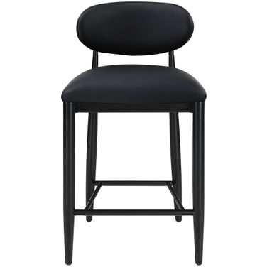Riccio Vegan Leather Upholstered Stool In Black