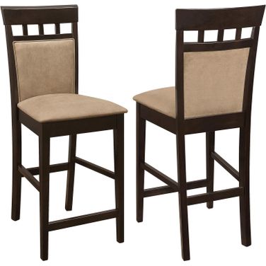 Gabriel Upholstered Wood Counter Height Stools Cappuccino and Beige Set of 2
