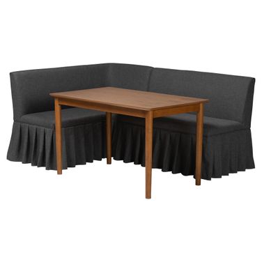 Richard 3-Piece Upholstered Dining Nook Bench Set In Dark Grey and Dark Brown