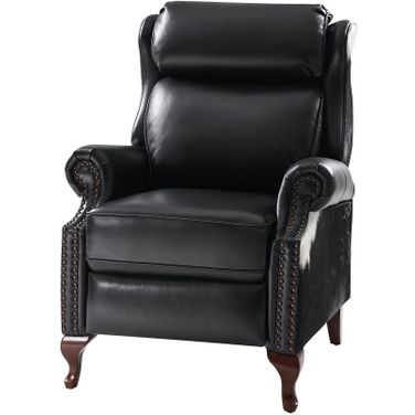 Richard Genuine Leather Manual Recliner In Black