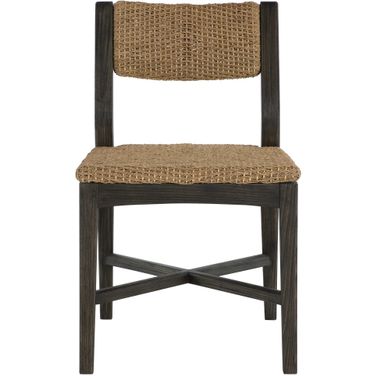 Richard Side Chair Set of 2 In Dark Brown and Natural Seagrass