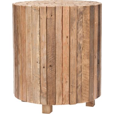 Richmond Medium Oak Rustic Wood Block Round End Table