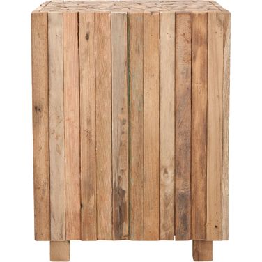 Richmond Medium Oak Rustic Wood Block Square End Table