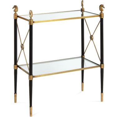 Rider Two-Tier Side Table In Brass and Black
