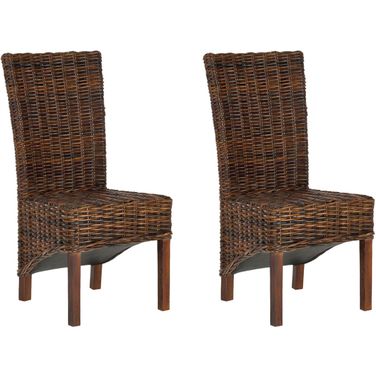 Ridge Dark Brown 18 Inch Rattan Side Chair Set of 2