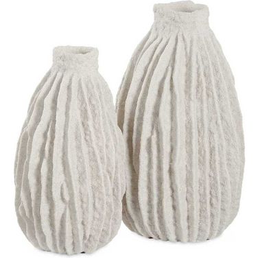 Ridge Vases Set of 2 In Ivory