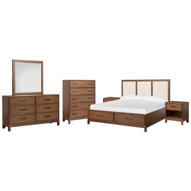 Ridgefield Upholstered Panel Storage Bedroom Set In Russet