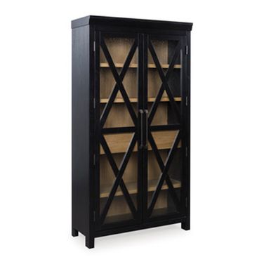 Ridgester Display Cabinet In Light Brown and Black