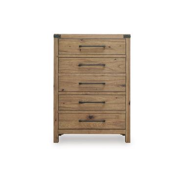 Ridgester Five Drawer Chest In Light Brown