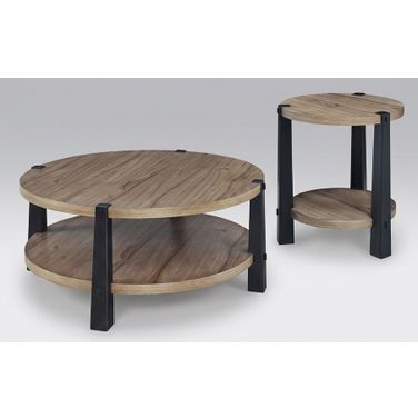 Ridgester Occasional Table Set In Light Brown and Black