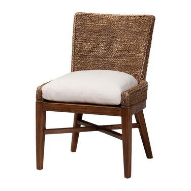 Ridley Handwoven Seagrass Dining Chair with Wood Frame In Brown