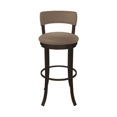 Riga 30 Inch Bar Height Swivel Stool In Mocha and Island Teak