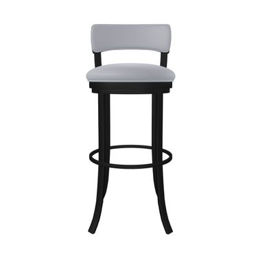 Riga 30 Inch Bar Height Swivel Stool In Sable Onyx and Charcoal Gray