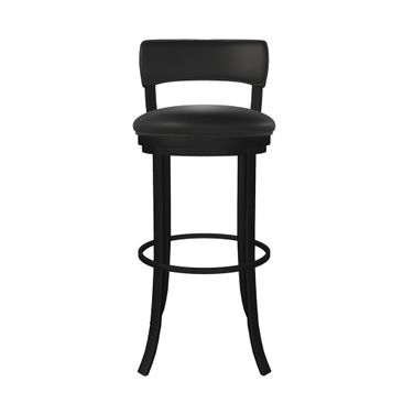 Riga 30 Inch Bar Height Swivel Stool In Sable Onyx and Licorice Black