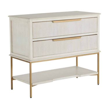 Riggs Nightstand In Stained Gold and Distressed Antique White