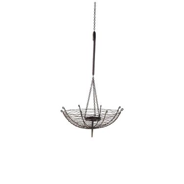 Rihanna I Metal Umbrella Small Candle Holder Lantern In Black