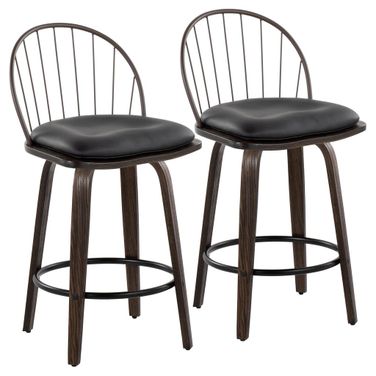 Riley 26 Inch Fixed Height Counter Stool Set of 2 In Walnut