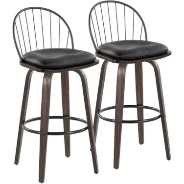 Riley 30 Inch Fixed Height Barstool Set of 2 In Walnut